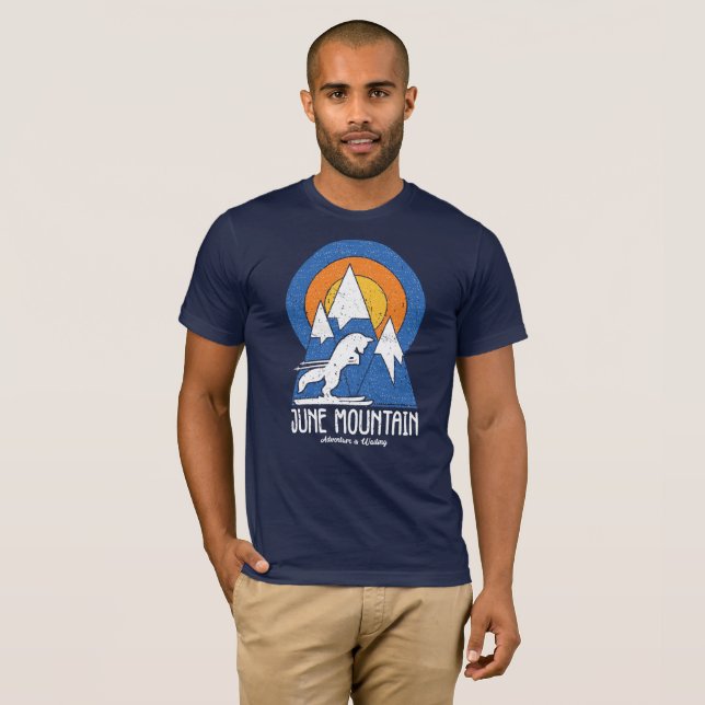 Retro June Mountain Ski White Fox T-Shirt (Front Full)