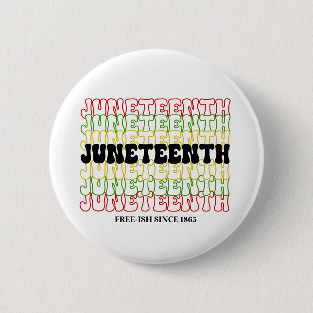 Retro Juneteenth Free-ish Since 1865 Button (Front)
