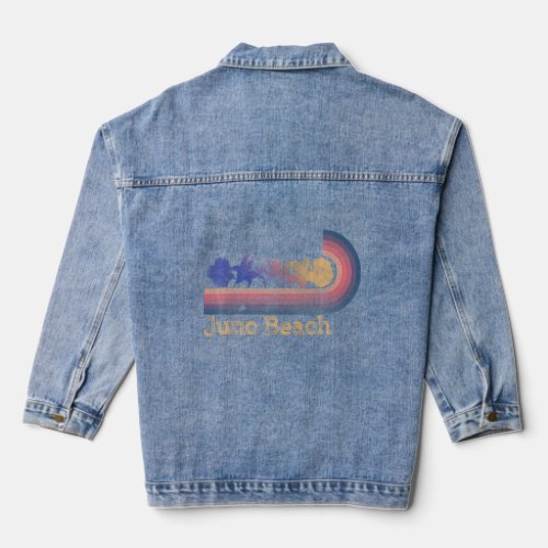 Retro Juno Beach Tropical Flowers 80s Style Surfi Denim Jacket