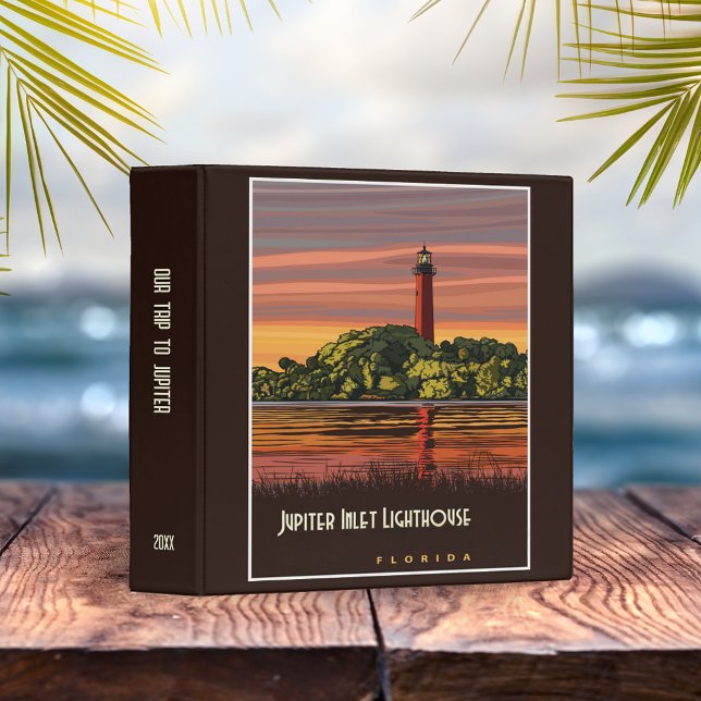 Retro Jupiter Lighthouse Travel Poster Scrapbook 3 Ring Binder (Creator Uploaded)