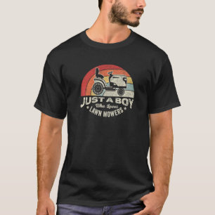 Retro Just A Boy Who Loves Lawn Mowers Lawn Mowin T-Shirt
