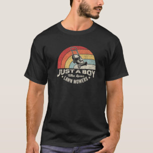 Retro Just A Boy Who Loves Lawn Mowers Lawn Mowing T-Shirt