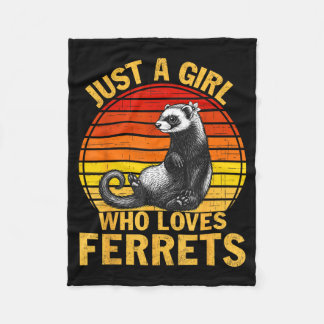 Retro Just A Girl Who Loves Ferrets Ferret Lover  Fleece Blanket