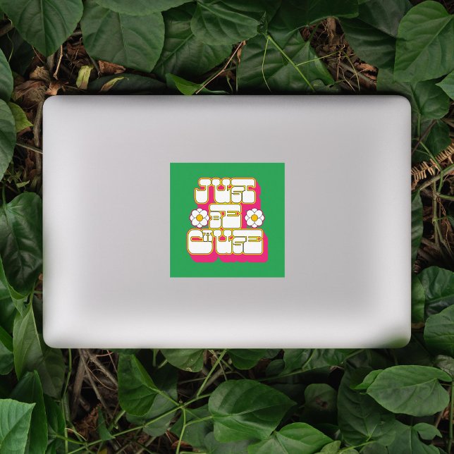 Retro Just Because Pink and Green Sticker (Creator Uploaded)