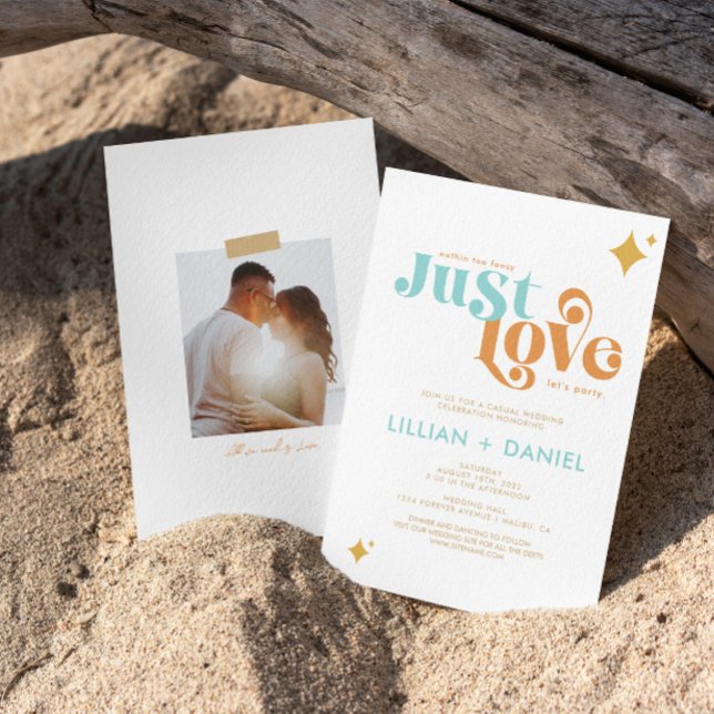Retro Just Love Casual Wedding Invitation (Creator Uploaded)