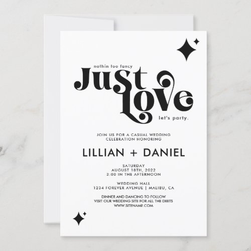 Retro Just Love Informal and Casual Wedding Invitation