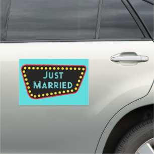 Retro Just Married Car Magnet