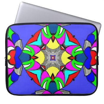 Retro Kaleidoscope Art Laptop Sleeve by Recipecard at Zazzle
