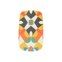 Retro Kaleidoscope Geometric Nail Wrap