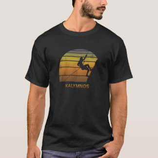 Retro Kalymnos Greece Rock Climbing Fan family T-Shirt