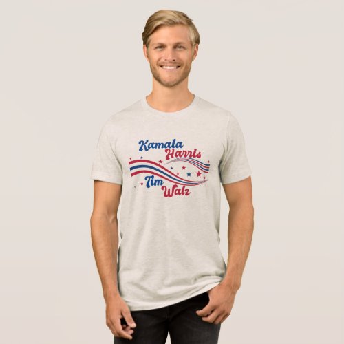 Retro Kamala Harris Tim Walz 2024 Election Tri_Blend Shirt