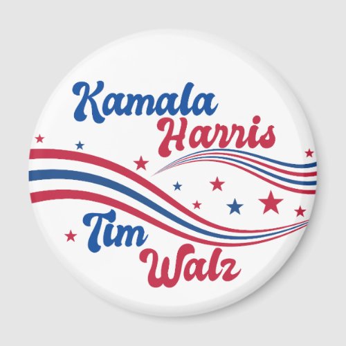 Retro Kamala Harris Tim Walz Blue Red Election Magnet