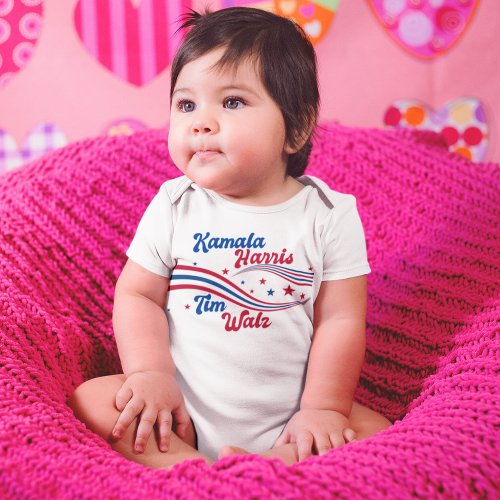 Retro Kamala Harris Tim Walz Cute Election Baby Bodysuit