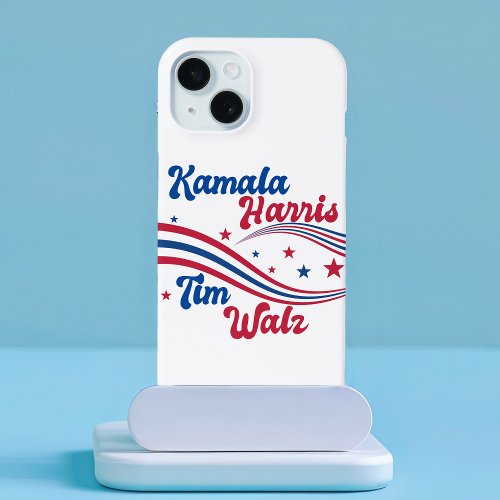 Retro Kamala Harris Tim Walz Cute Election iPhone 15 Case