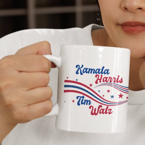 Retro Kamala Harris Tim Walz Cute Election Coffee Mug