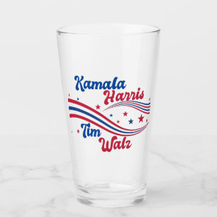 Retro Kamala Harris Tim Walz Cute Election Glass