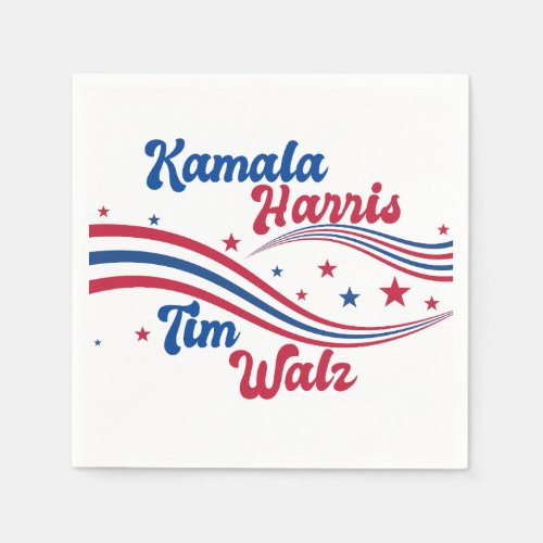 Retro Kamala Harris Tim Walz Cute Election Napkins