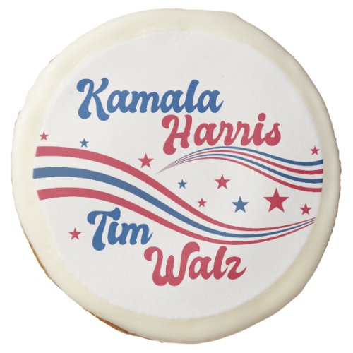 Retro Kamala Harris Tim Walz Cute Election Sugar Cookie