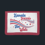 Retro Kamala Harris Tim Walz Cute Election Trifold Wallet<br><div class="desc">This cute retro Kamala Harris Tim Walz wallet features stars and wavy stripes in blue and red for the USA. A cool patriotic American democrat gift in fun vintage font.</div>