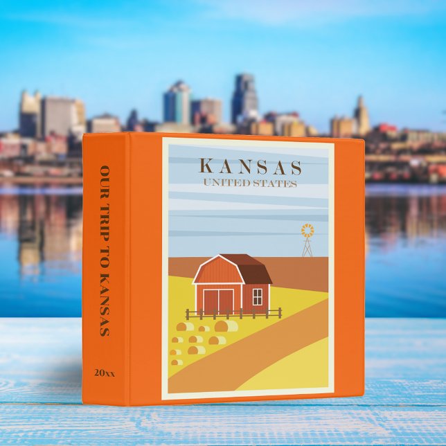 Retro Kansas Farm Travel Poster Scrapbook Album 3 Ring Binder (Creator Uploaded)