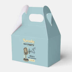 Retro Karaoke Night Party Teal & Cream Birthday Favor Boxes