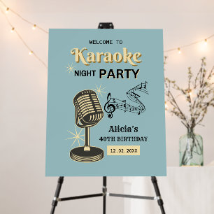 Retro Karaoke Night Party Teal & Cream Birthday Foam Board