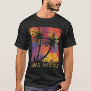 Retro Kauai Vacation Hawaii Palm trees Beach Ocean T-Shirt