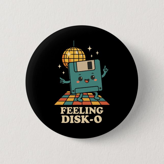 Retro Kawaii Floppy Disk Retro Tech Joke 80s 90s D Button (Front)