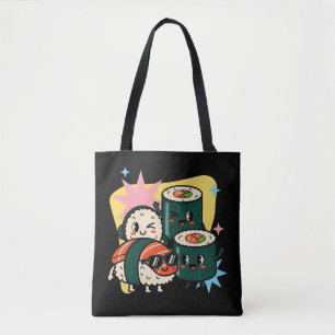 Retro Kawaii Sushi Cute Japanese Food Tote Bag