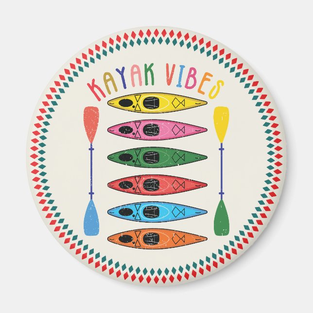 Retro Kayak Vibes Kayaking Magnet (Front)