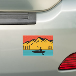Retro Kayaking Boating Paddling In Lake Tahoe Car Magnet