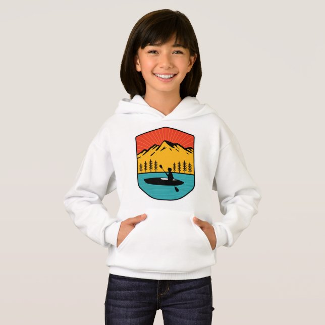 Retro Kayaking Boating Paddling In Lake Tahoe Hoodie (Front Full)