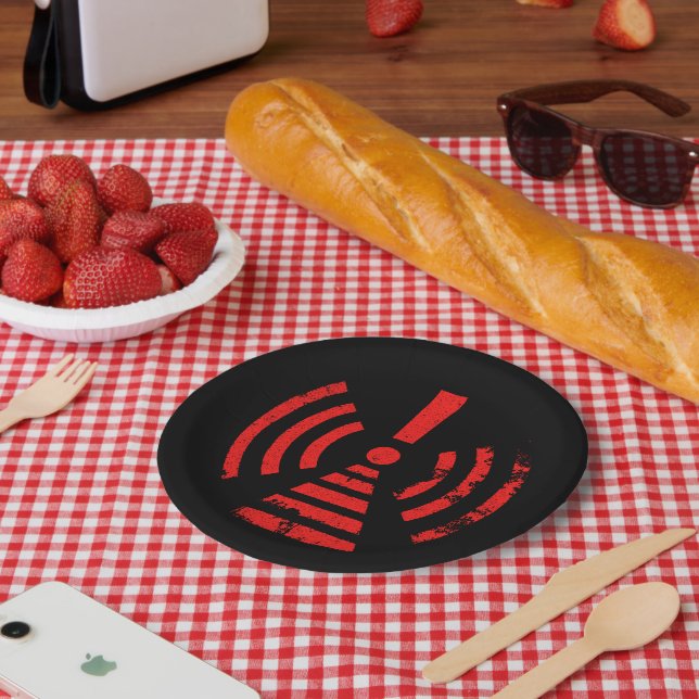 Retro Keep Back Energy Warning Symbol Paper Plates (Picnic)
