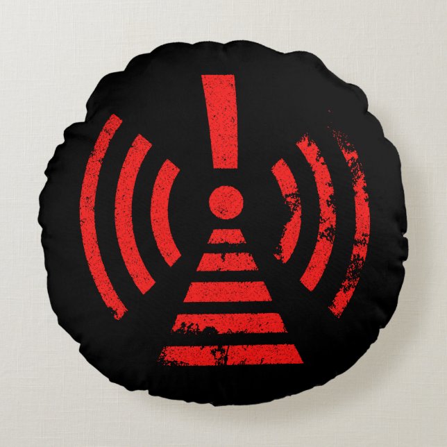 Retro Keep Back Energy Warning Symbol Round Pillow (Front)