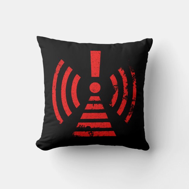 Retro Keep Back Energy Warning Symbol Throw Pillow (Front)