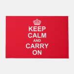 Retro &quot;keep Calm And Carry On&quot; Message, Doormat at Zazzle