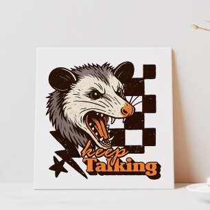 Retro Keep Talking Feral Possum: Angry Wild Animal Faux Canvas Print