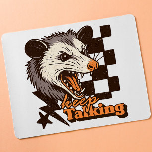 Retro Keep Talking Feral Possum: Angry Wild Animal Mouse Pad