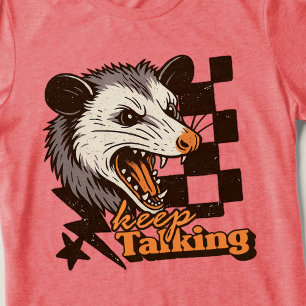 Retro Keep Talking Feral Possum: Angry Wild Animal Tri-Blend Shirt