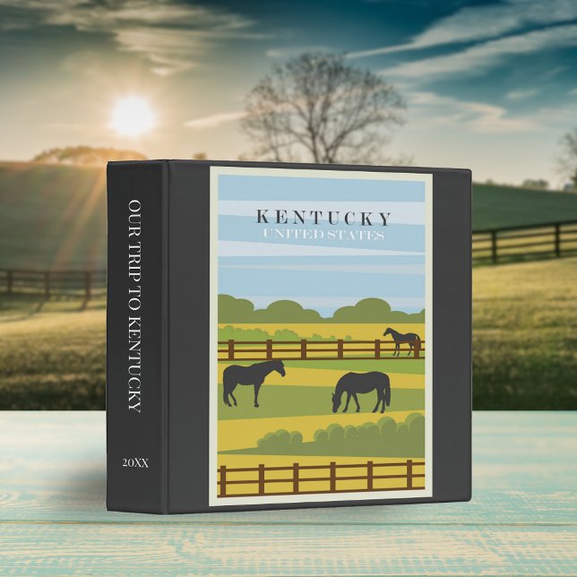 Retro Kentucky Horses Travel Scrapbook Album Black 3 Ring Binder (Creator Uploaded)