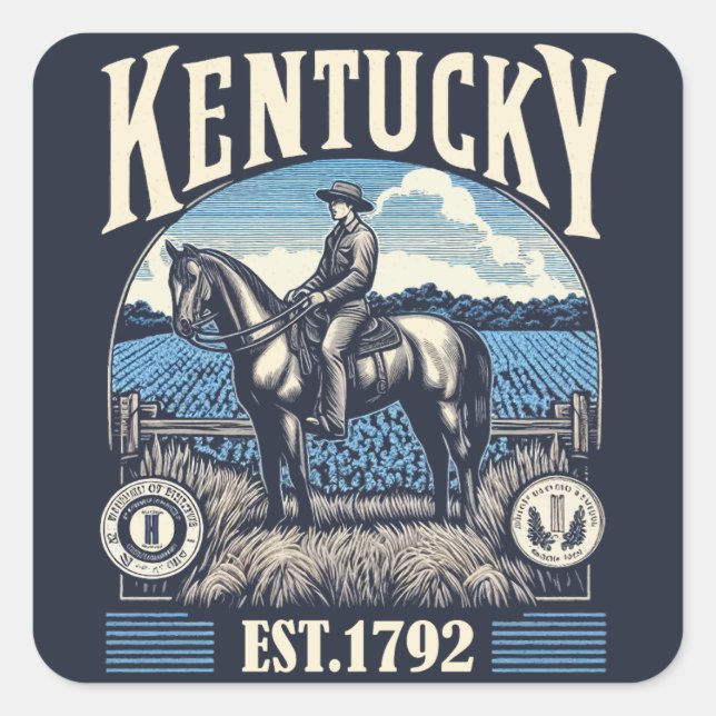 Retro Kentucky Square Sticker (Front)