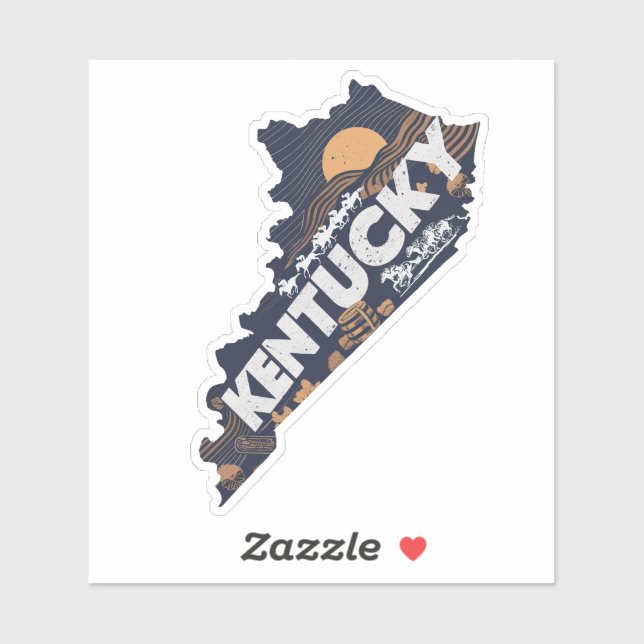 Retro Kentucky State Sticker (Sheet)