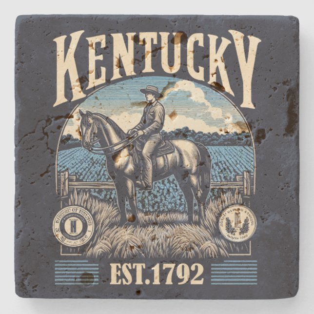 Retro Kentucky Stone Coaster (Front)