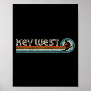 Retro Key West Florida Surfing Tee Key West Poster