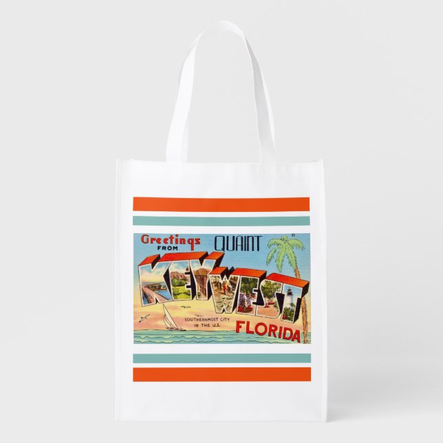 Retro Key West Greeting Reusable Bag (Front)