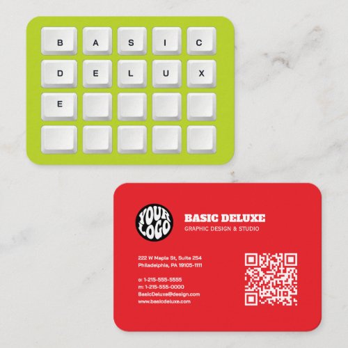 Retro Keyboard Keycap Typographic Minimalist Business Card