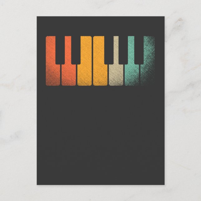 Retro Keyboard Piano Keys Musical Instrument Postcard (Front)
