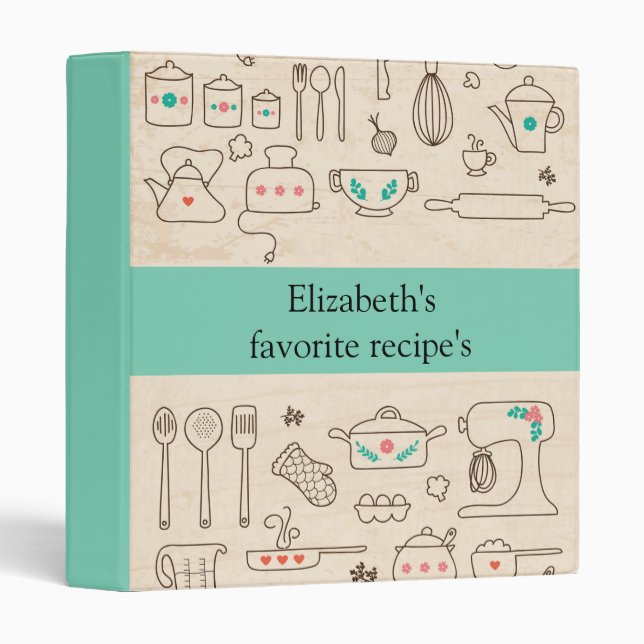 Retro Kichen, Favorite Recipes Binder (Front/Spine)