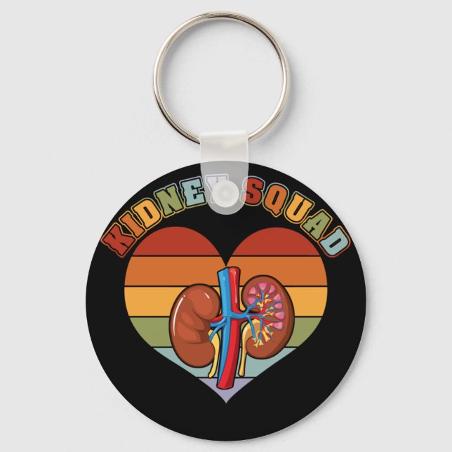 Retro Kidney Squad Team Nephrology Nurse Dialysis Keychain (Front)