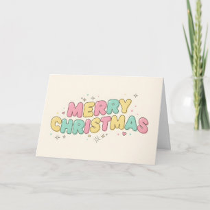 Retro Kids Bubble Letter Merry Christmas Holiday Card